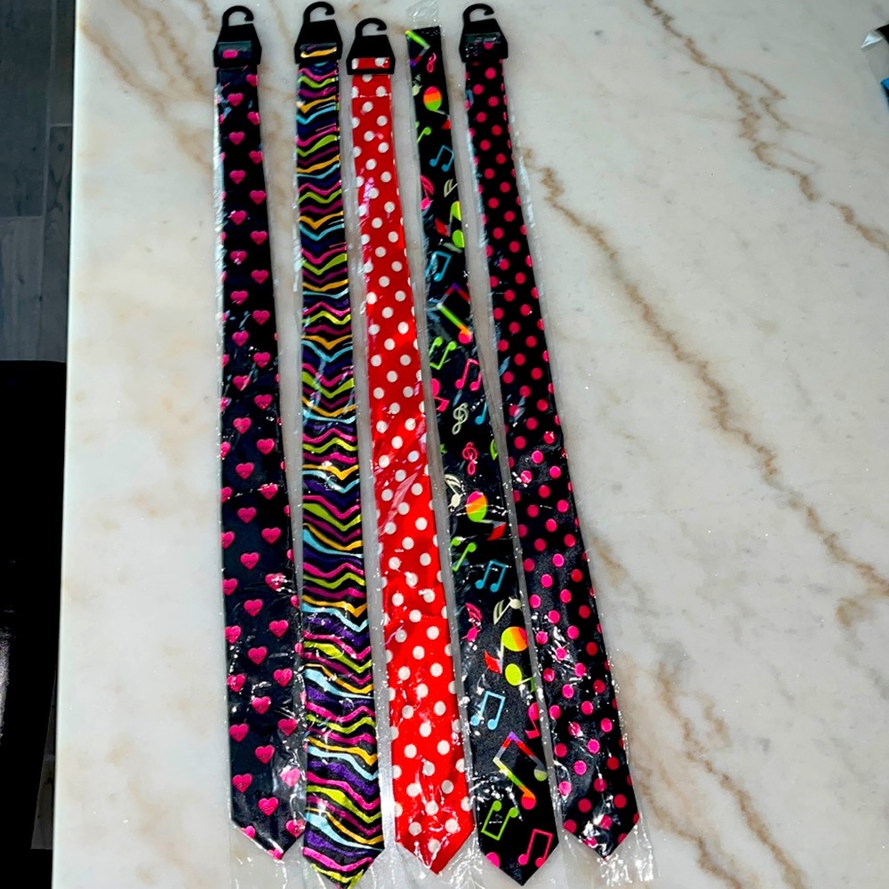 Bundle Deal 5 Retro and Neon Colors and Design long Neck Ties